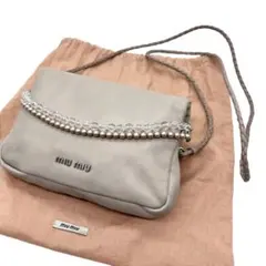 極美品■ミュウミュウ 2way ショルダーバッグ ターンロック ロゴ金具 ポーチ