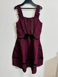 タグ付きaxes femme ジャンパースカート ブラウン クラシカル レジメ柄