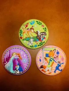 ディズニー 刺繍缶バッジ アナ雪 ズートピア バンビ