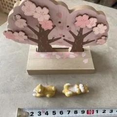 木製インテリアスタンド桜並木　柴犬　箸置き　ナチュラルキッチン　お正月　ひな祭り
