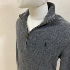 ポロラルフローレン ウールニット グレー ハーフジップ POLOジップ L