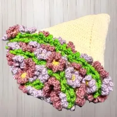 コスモスの花束ブランケット ブーケブランケット 編み物 秋冬 ハンドメイド
