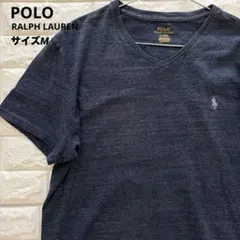 POLO RALPH LAUREN Tシャツ ネイビーVネック ポニー刺繍M