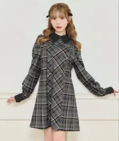 apres jour アプレジュール チェックパフスリーブワンピース