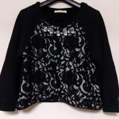 perle peche レースビジュー トレーナー