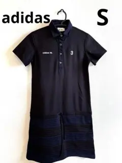 美品 adidas ワンピース ポロワンピ 半袖 ブラック ネイビー ゴルフ S