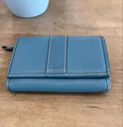コーチ　COACH折財布　ウォレット　シグネチャー　ブルー　レザー