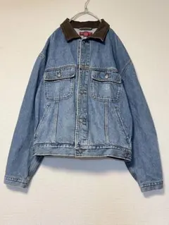 バナナ リパブリック デニム 襟レザー デニム トラッカー ジャケット 90s