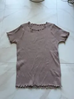 リブ メロウ 半袖Tシャツ ベージュ M
