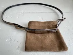 ヴィンテージ　GUCCI レザー ベルト ブラック/ゴールド