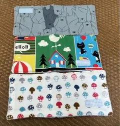 入園準備　ハンドメイドタオルハンカチ　ガーゼハンカチ　三枚セット　名前欄付き