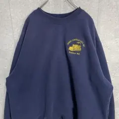 カーハート　メキシコ製　企業ロゴ刺繍　ネイビースウェット　裏地メッシュ　2XL