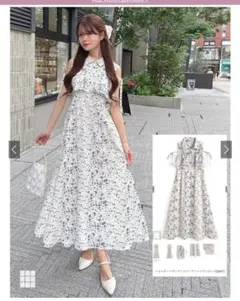 ショルダーリボンフリルフレアシャツワンピース