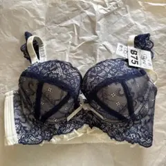 ネイビー レース ブラジャー B75