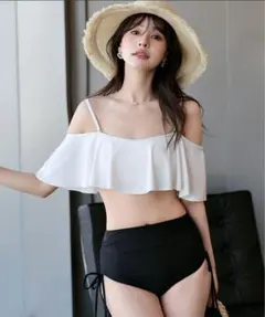 【即購入OK】レディース 水着 フリル オフショルダービキニ