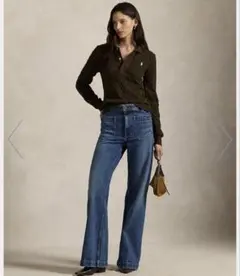 今期完売ポロラルフローレン＊ケーブルニット コットン ロングスリーブ ポロシャツ