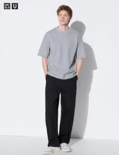 新品　ブラック　ユニクロU ワイドフィットチノ チノパン M