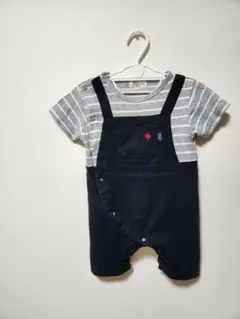 POLO Baby 男の子 半袖 ロンパース 80cm ボーダー サロペット風