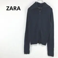 ザラ【M】長袖トップスパーカー 羽織り物 フルジップトップス ストレッチ 襟付き