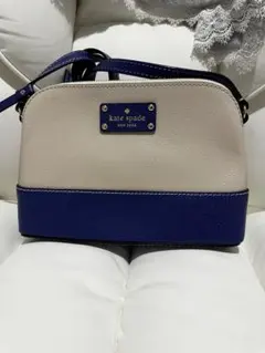 ケイトスペード　ショルダーバッグ　レザー　ベージュ x ネイビー