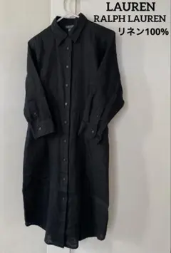 Y's リネン100% シャツ ギャザー サイドスリット 微光沢 ゆったり 黒
