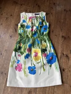 【極美品】エムズグレイシー 花柄ワンピース ノースリーブ 40 L