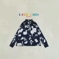 レオナールスポーツ】美品 長袖ポロシャツ LL 花柄 トロピカル 魚
