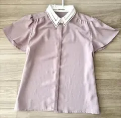 MISCH MASCH ミッシュマッシュ ハシゴ刺繍 衿半袖ブラウス ピンク M