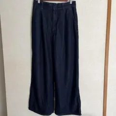 ＊訳あり GU　ライトデニムベルテッドワイドパンツ　L