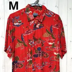 Vintage used 80s 90s 70年代　レトロ　アロハシャツ　赤のサムネイル