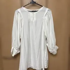 ホワイト バルーンスリーブ シャツ