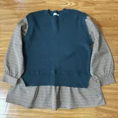 DRESKIP レイヤード風ニットベスト シャツ M