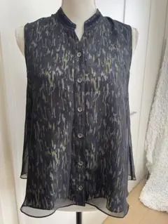 【Femicite】シフォンノースリーブシャツ 黒　黄