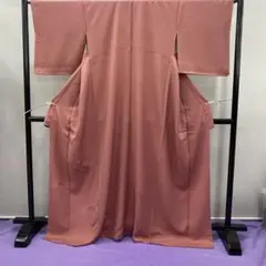 Y7020 退紅色 色無地 着物 正絹 茶道 卒業式 五三桐 くすんだピンク 