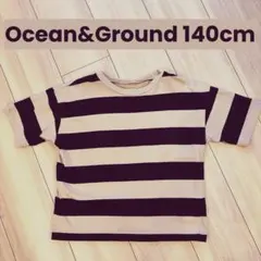 Ocean&Ground ボーダー　ブラウン×ベージュ　半袖Tシャツ　140cmのサムネイル