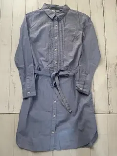 ユニクロ　ライトブルー 水色　シャツワンピース 長袖