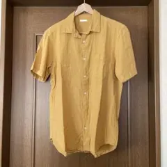 GU 半袖シャツ マスタードイエロー 麻混のサムネイル