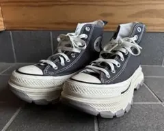 極美品　コンバース トレックウェーブ HI 25cmブラック キャンバス 厚底
