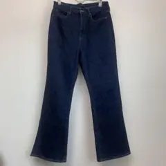 ユニクロ　セミフレアパンツ　デニム　ネイビー　サイズ　28