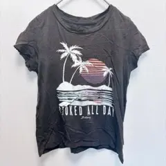 ビラボン Tシャツ ヤシの木クルーネック半袖 プリント M 黒 チャコールのサムネイル