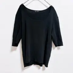 AIR TALK 7分袖カットソー ブラック M レーヨン混 シンプル 秋コーデ