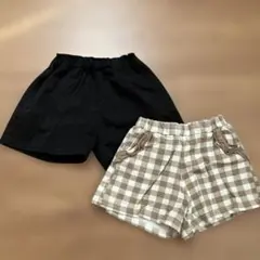 DRC ブランシェス　ショートパンツ 110 黒・茶色チェック2点セット