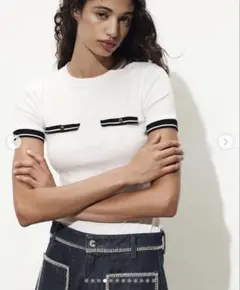 ZARA コントラストトリムTシャツ
