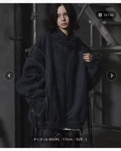 ERAR ダブルベルトデザイン裏ボアジャケット Lサイズ チャコール