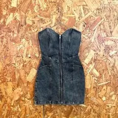 MURUA ムルーア ミニワンピース ベアトップ デニム 綿混在 レディース