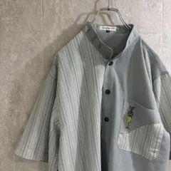 古着 総柄 アート ポリシャツ 半袖柄シャツ レトロ