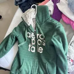 Aeropostale ジップパーカー 裏ボア グリーン Mのサムネイル