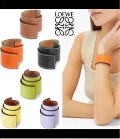 LOEWE バングル・リストバンド ブラック 美品】ロエベ バングル リストバンド 黒レザー LOEWE バングルの