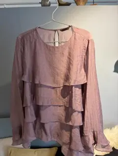 ZARAフリル付き長袖ブラウス