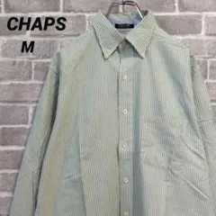 【CHAPS】チャップス 長袖ボタンダウンシャツ グリーンストライプ US古着のサムネイル